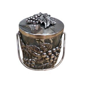 Vintage Ornate Silver Plate Jelly Jar With Grapevine Pattern And Glass Insert